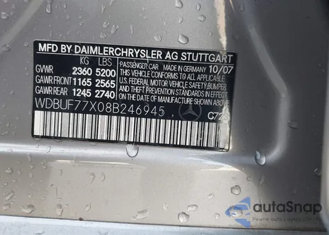 2008 Mercedes-Benz E 63 Amg из США, поврежденный, VIN WDBUF77X08B246945